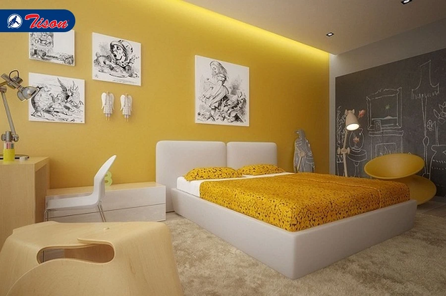 Sơn phòng ngủ màu vàng sẽ làm chói mắt khiến bạn khó đi vào giấc ngủ